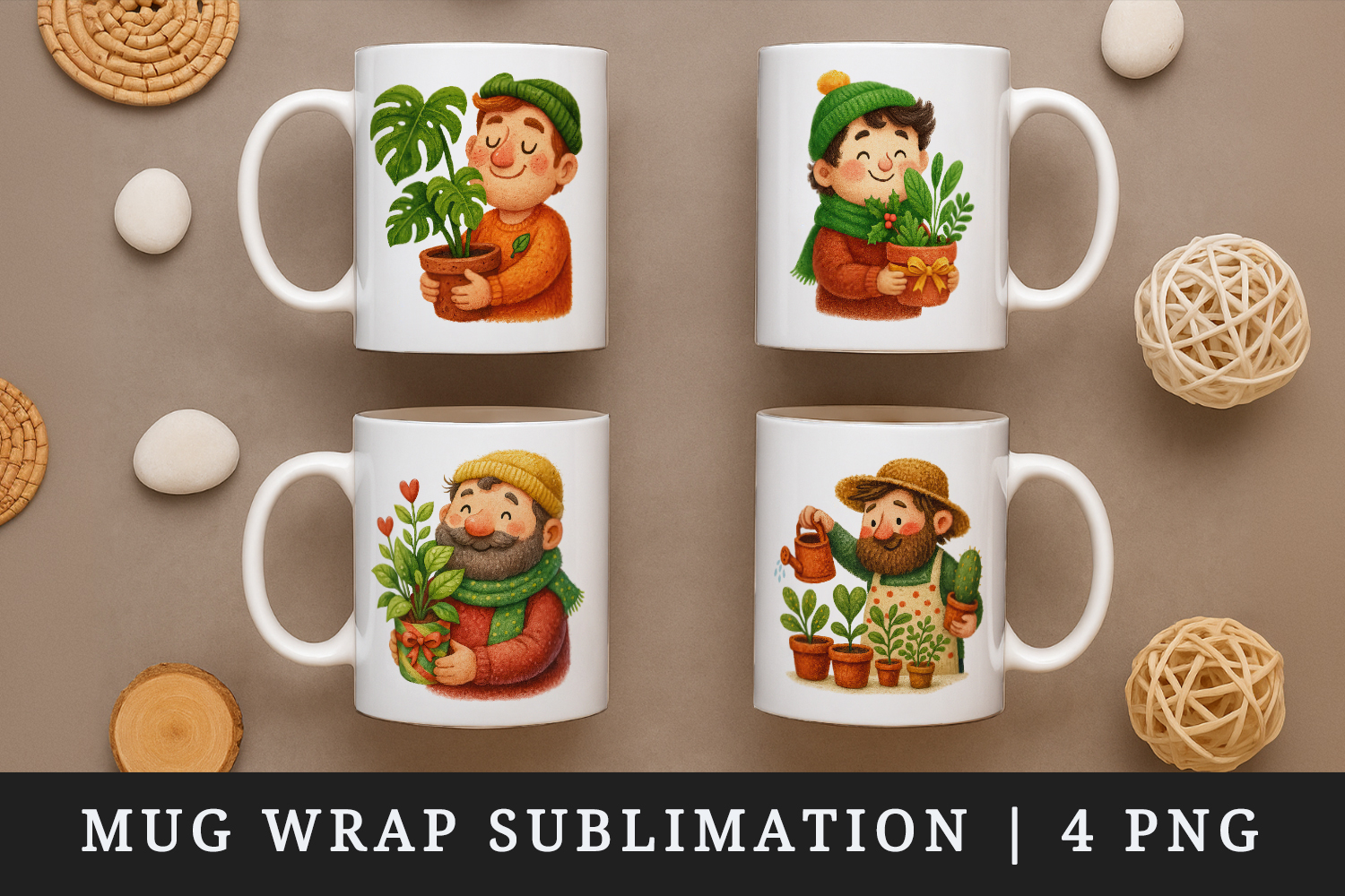 Plant Lover mug wrap printable sublimation design product image 1