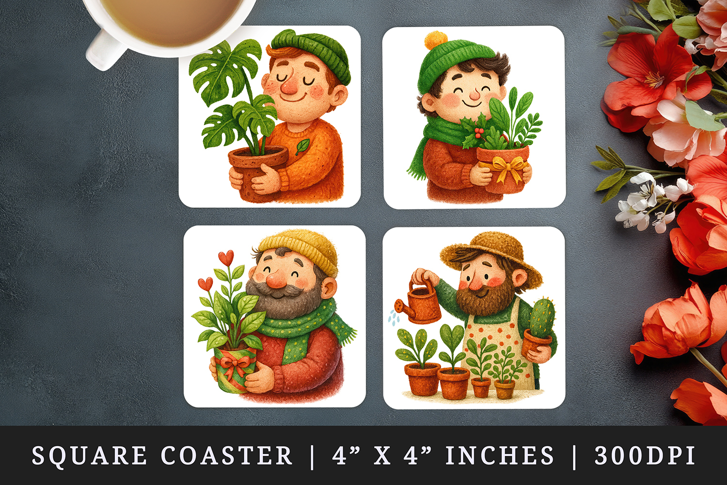 Plant Lover square coaster sublimation, coasters design product image 1