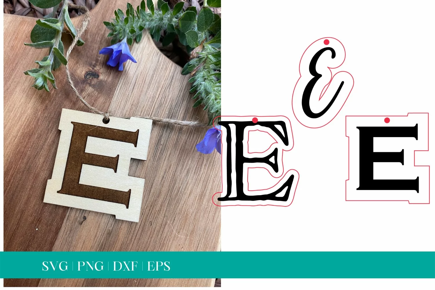 Monogram Letter E SVG, Letter E Tag SVG, Glowforge SVG, SVG product image 1