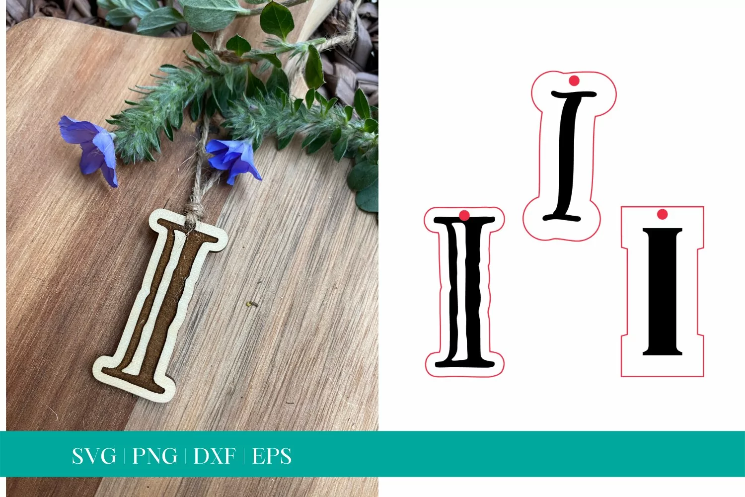 Monogram Letter I SVG, Letter I Tag SVG, Glowforge SVG, SVG product image 1