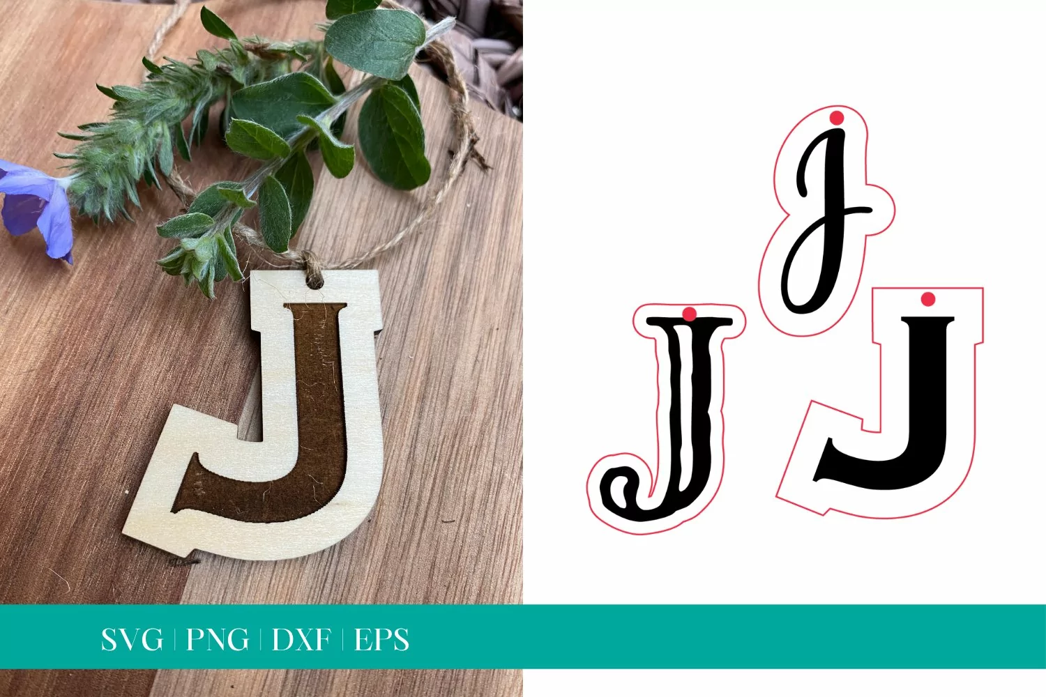 Monogram Letter J SVG, Letter J Tag SVG, Glowforge SVG, SVG product image 1