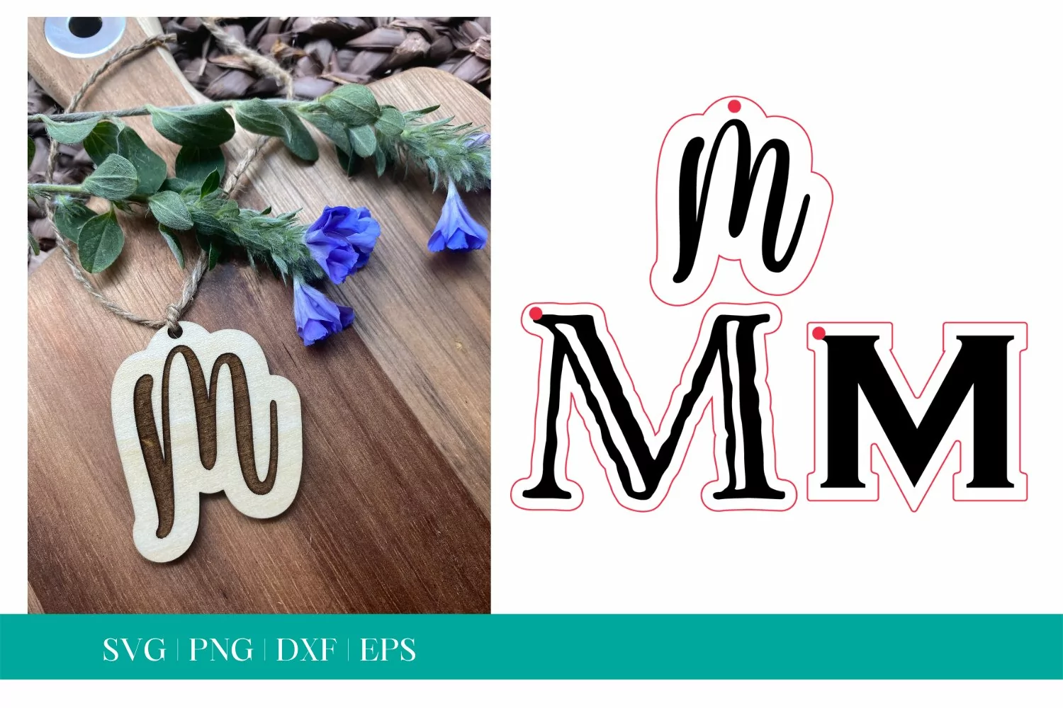 Monogram Letter M SVG, Letter M Tag SVG, Glowforge SVG, SVG product image 1
