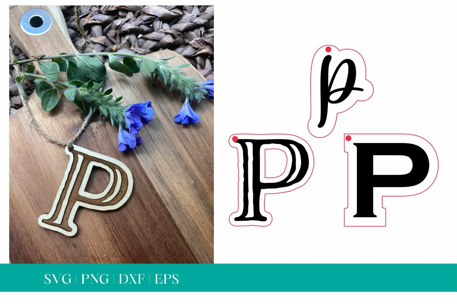 Monogram Letter P SVG, Letter P Tag SVG, Glowforge SVG, SVG product image 1