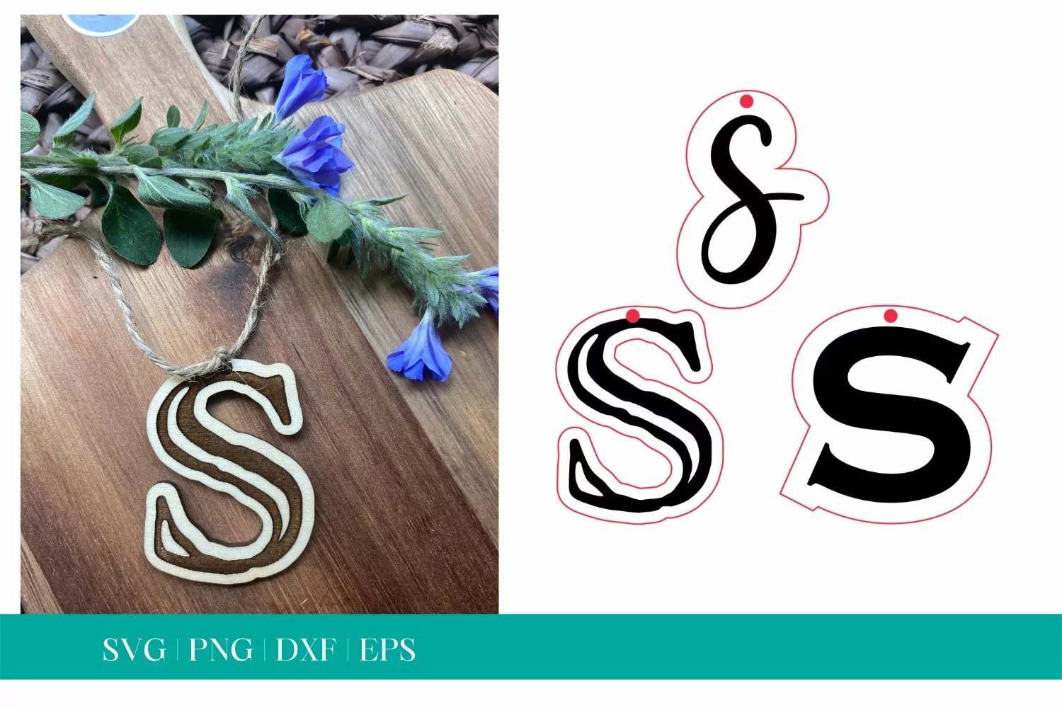 Monogram Letter S SVG, Letter S Tag SVG, Glowforge SVG, SVG product image 1