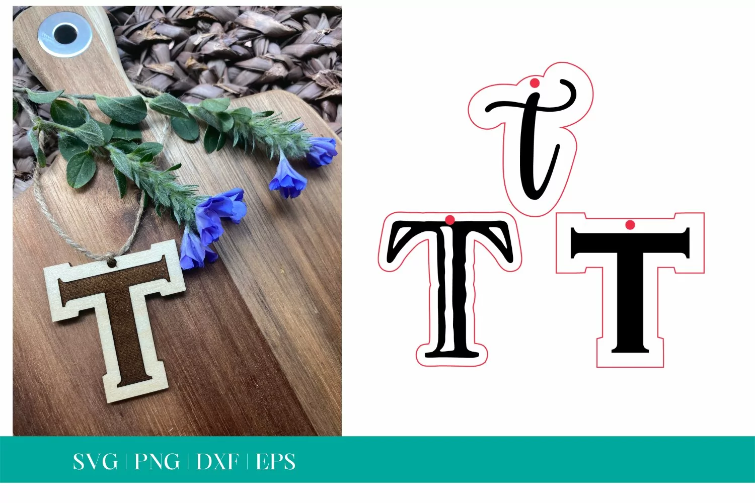 Monogram Letter T SVG, Letter T Tag SVG, Glowforge SVG, SVG product image 1