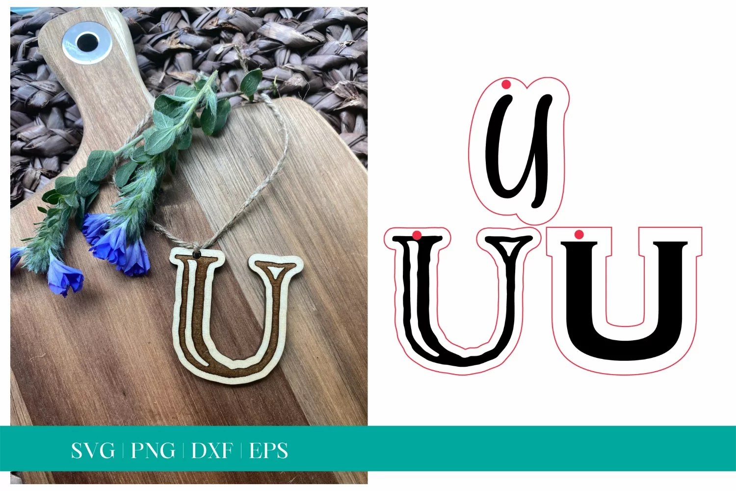 Monogram Letter U SVG, Letter U Tag SVG, Glowforge SVG, SVG product image 1