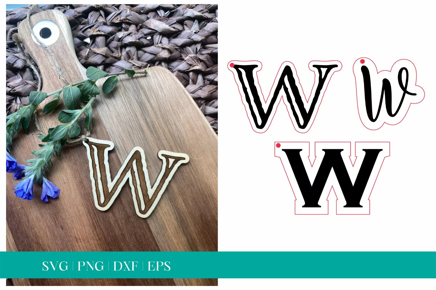 Monogram Letter W SVG, Letter W Tag SVG, Glowforge SVG, SVG product image 1