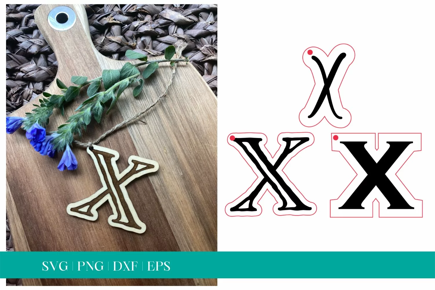 Monogram Letter X SVG, Letter X Tag SVG, Glowforge SVG, SVG product image 1