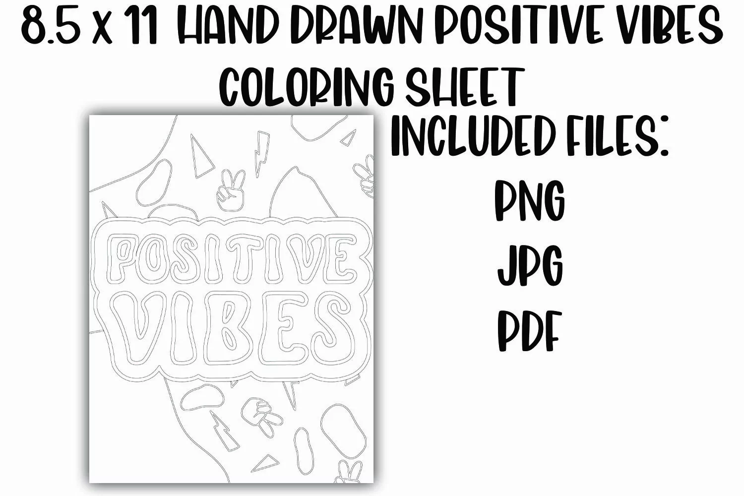 Positive Vibes Retro Groovy Doodle Coloring Sheet product image 1