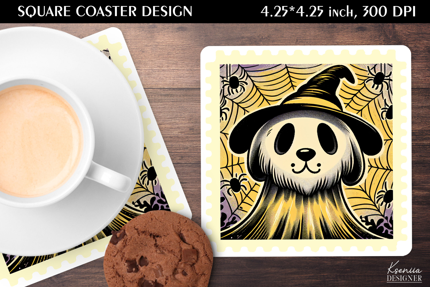Vintage Postage Stamp Fall Halloween Square Coaster product image 1