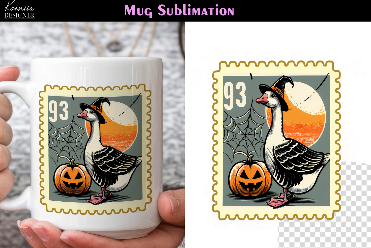 Vintage Halloween Goose| Postage Stamp Fall Coffee Mug