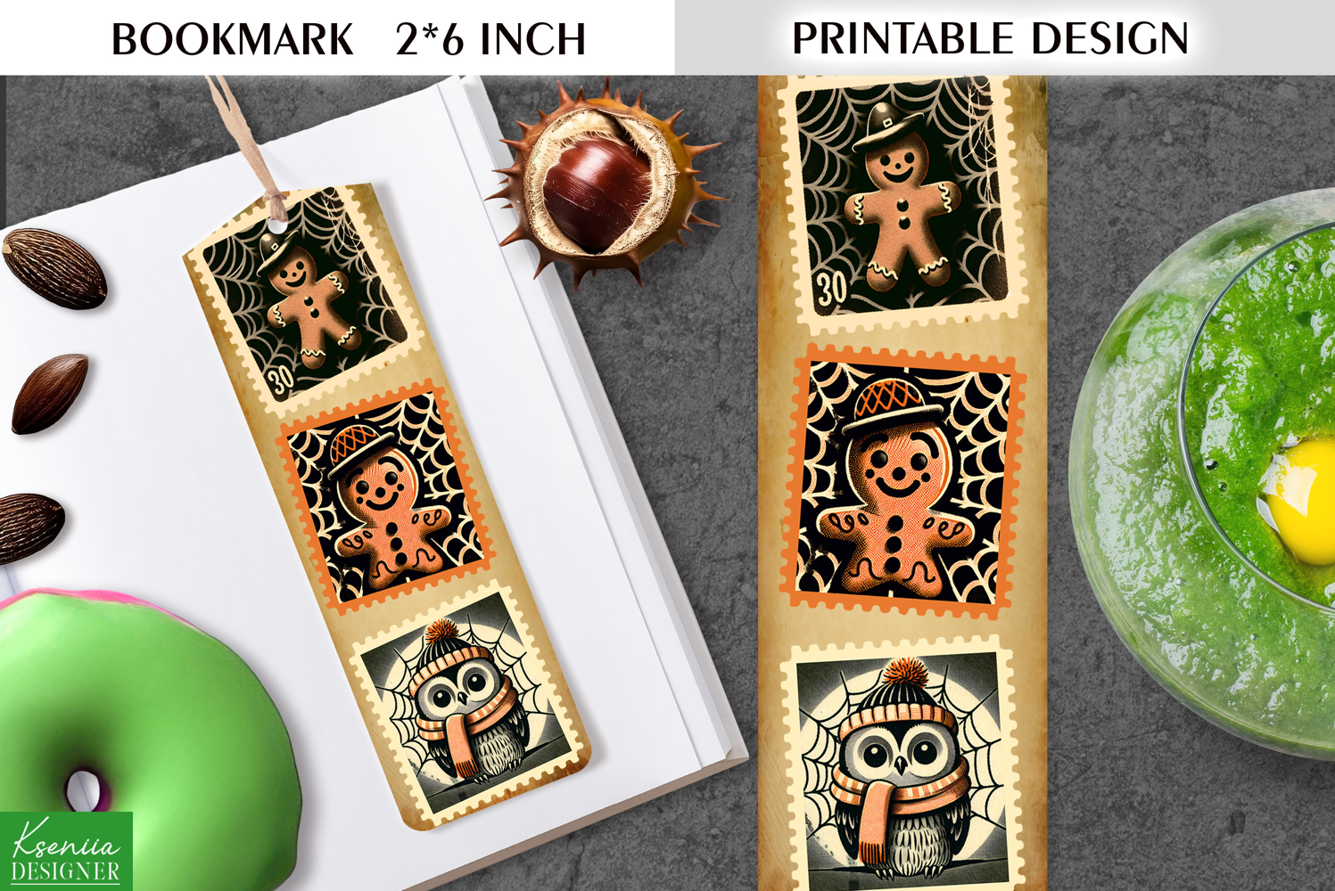 Vintage Halloween Printable Bookmark|Postage Stamp product image 1