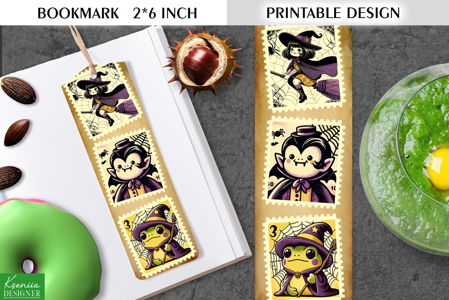Vintage Halloween Printable Bookmark|Postage Stamp product image 1