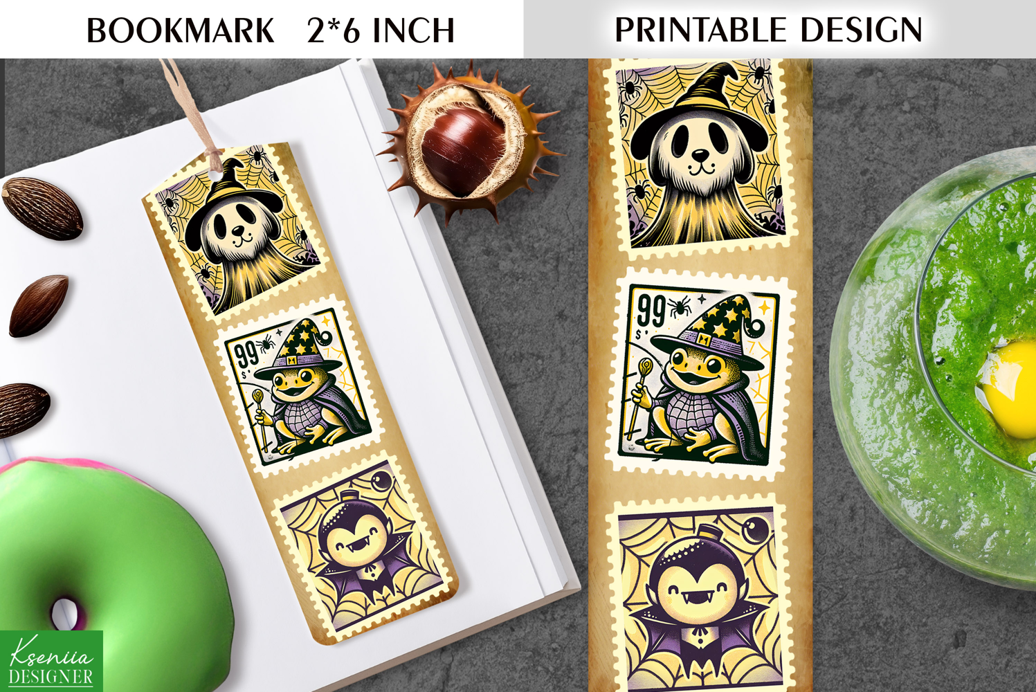 Vintage Halloween Printable Bookmark|Postage Stamp product image 1
