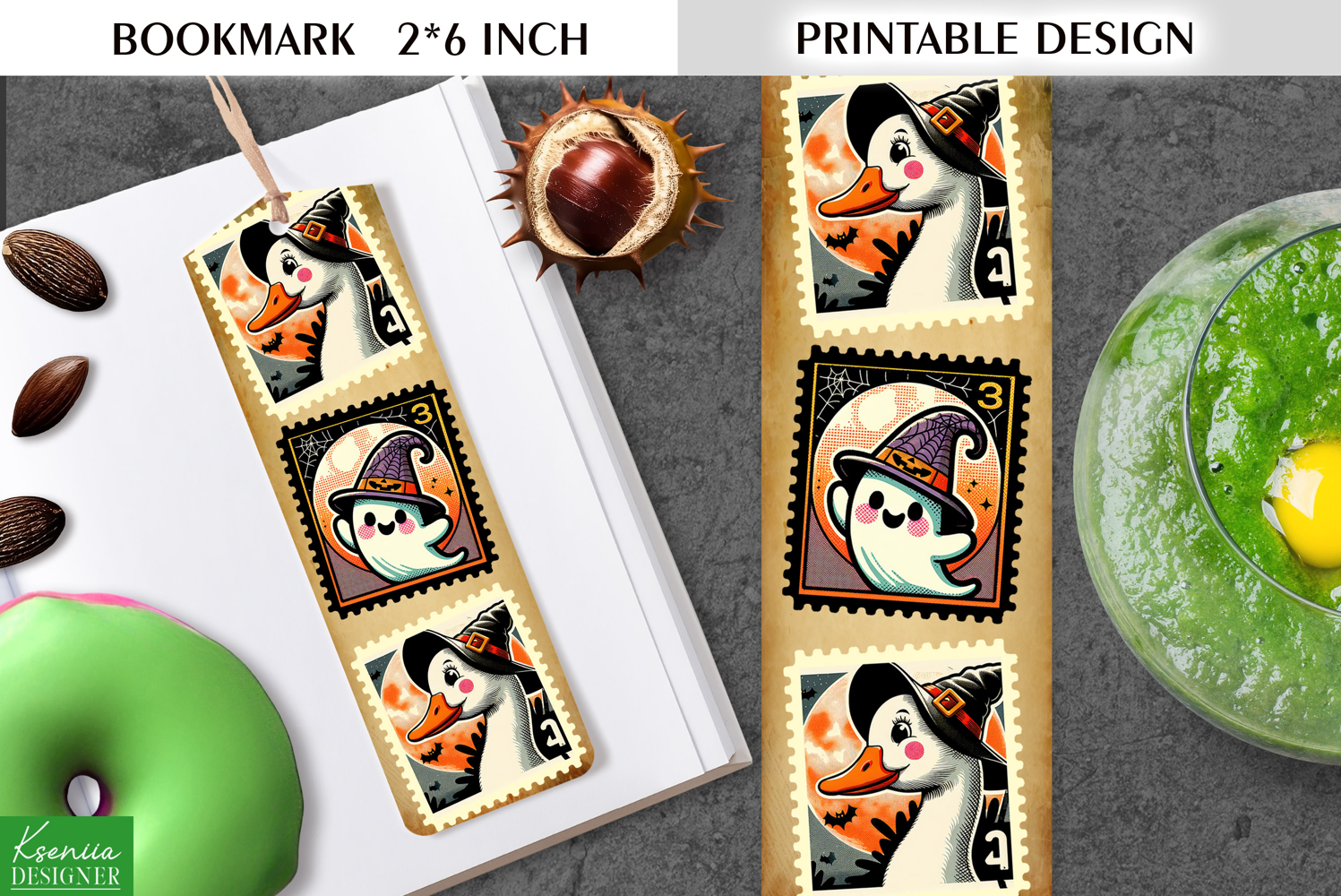 Vintage Halloween Printable Bookmark|Postage Stamp product image 1