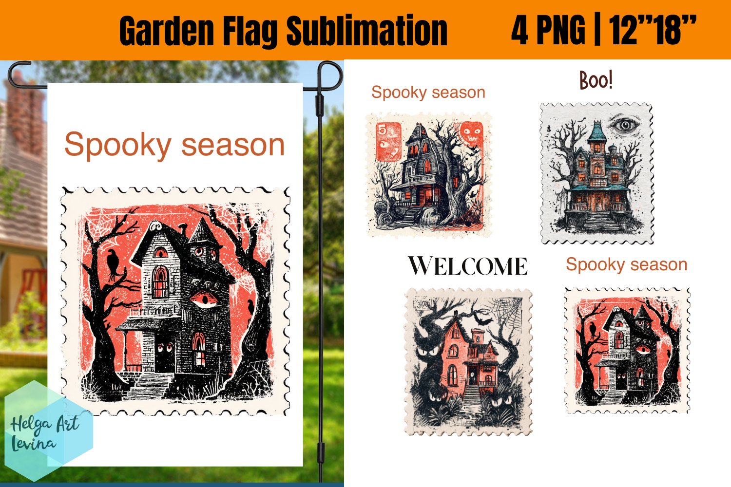 Garden Flag Sublimation designs | Halloween Sublimation product image 1