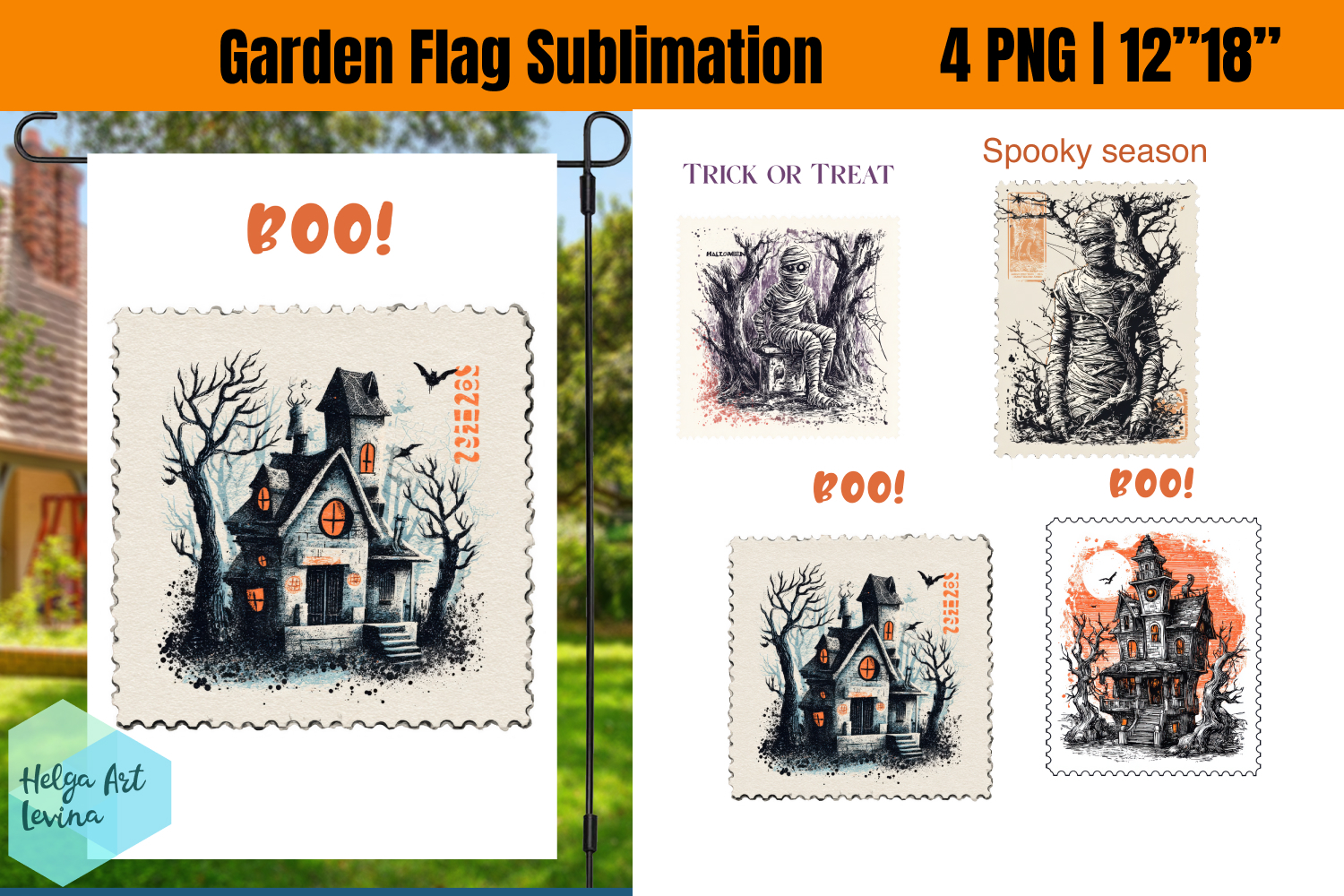 Garden Flag Sublimation designs | Halloween Sublimation product image 1