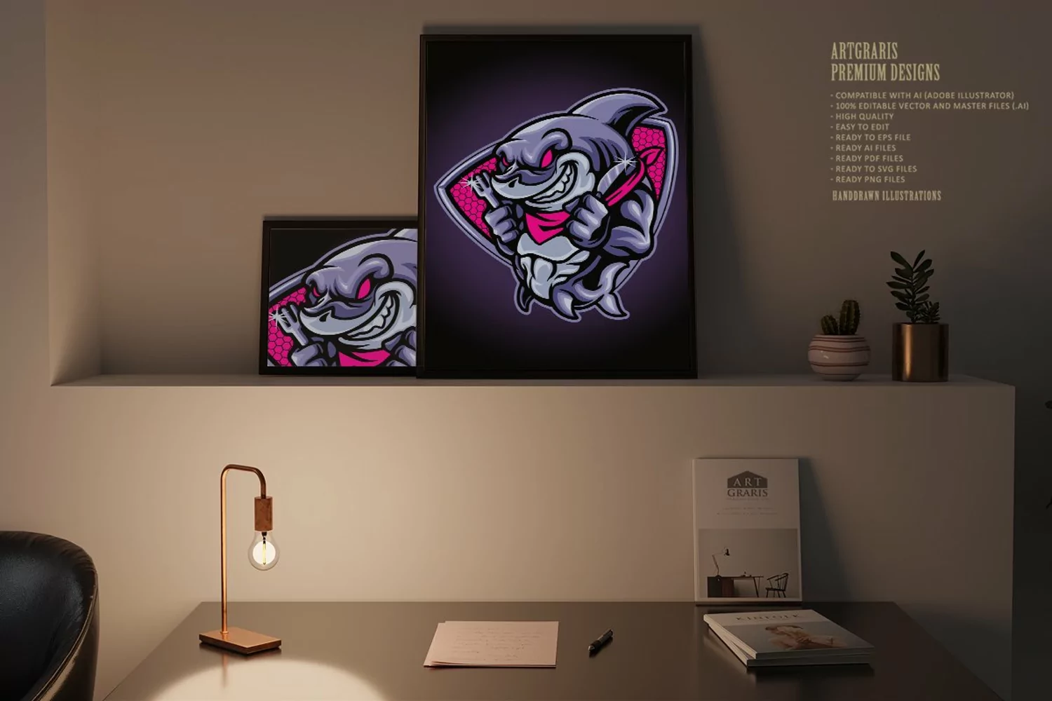 Angry Shark is Eating Mascot Logo Illustrations product image 1
