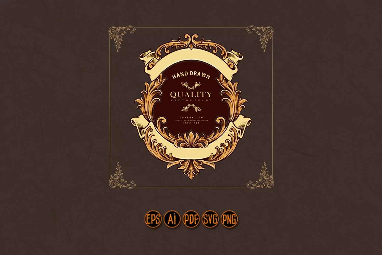 Premium badge vintage with gold ribbon product image 1