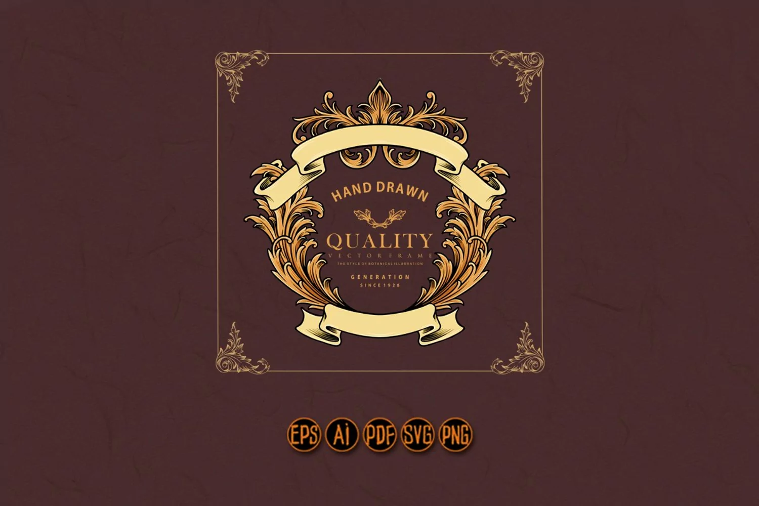 Premium vintage frame with classic gold ribbon product image 1