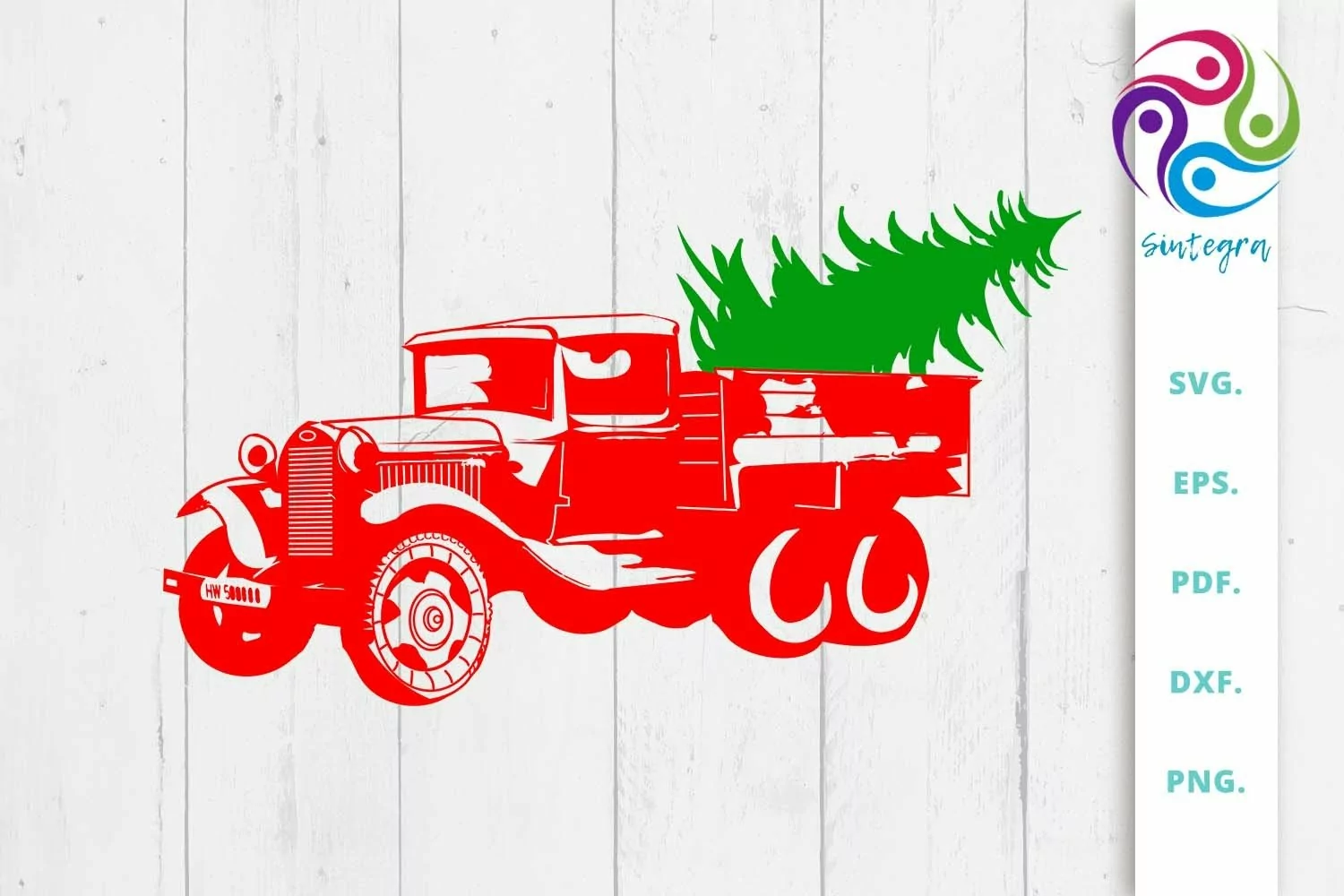 Vintage Truck With Christmas Tree SVG File product image 1