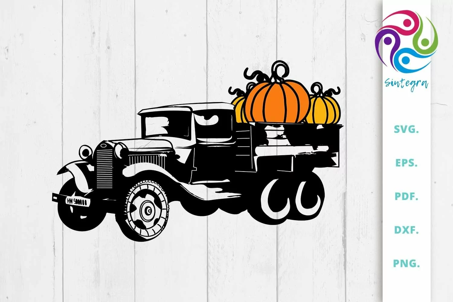 Vintage Truck With Pumpkins SVG File product image 1