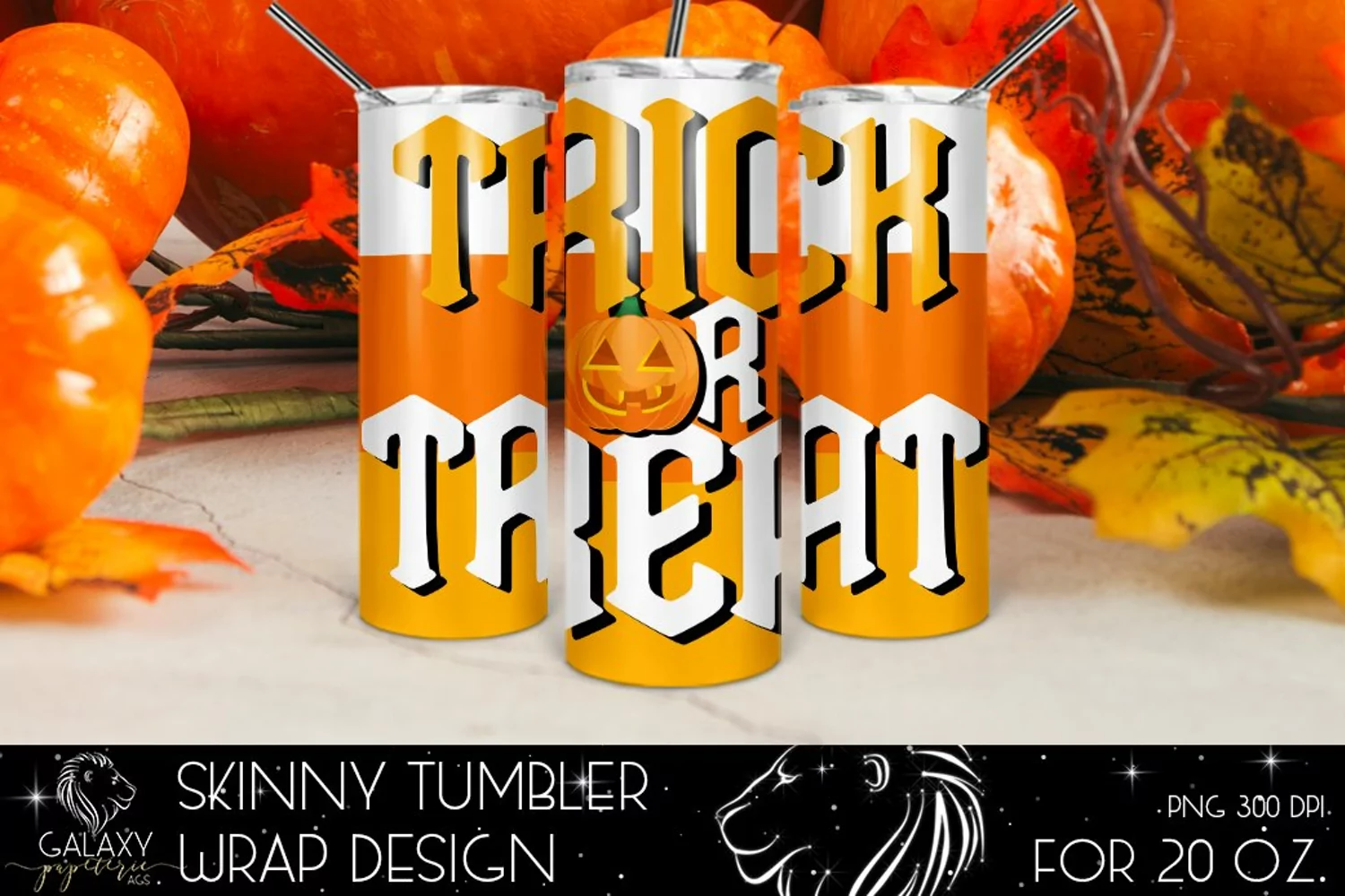 Trick or Treat Candy 20 Oz. Skinny Tumbler Wrap Sublimation product image 1