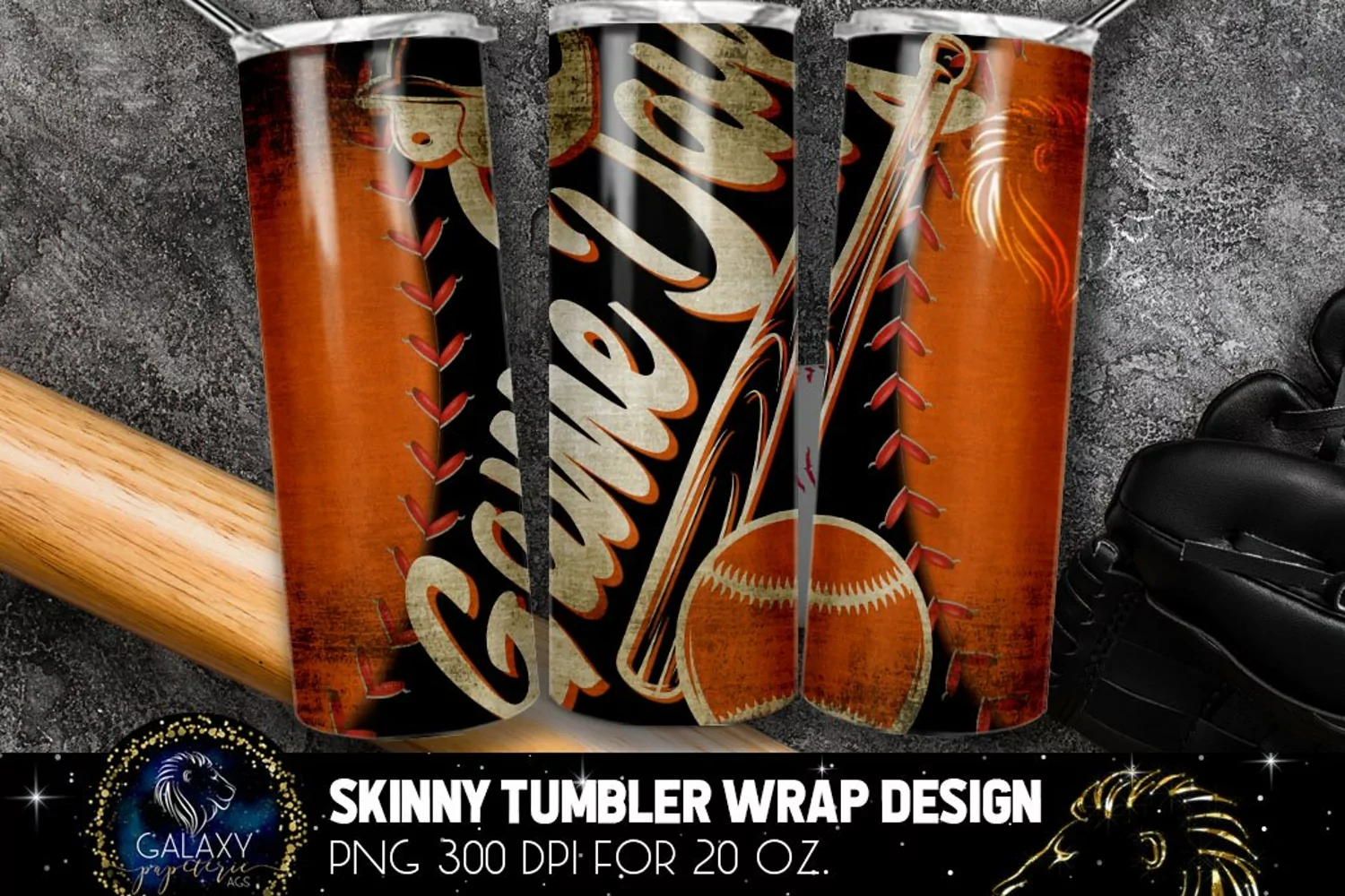 Black Orange Game Day Baseball Tumbler Sublimation, Vintage product image 1