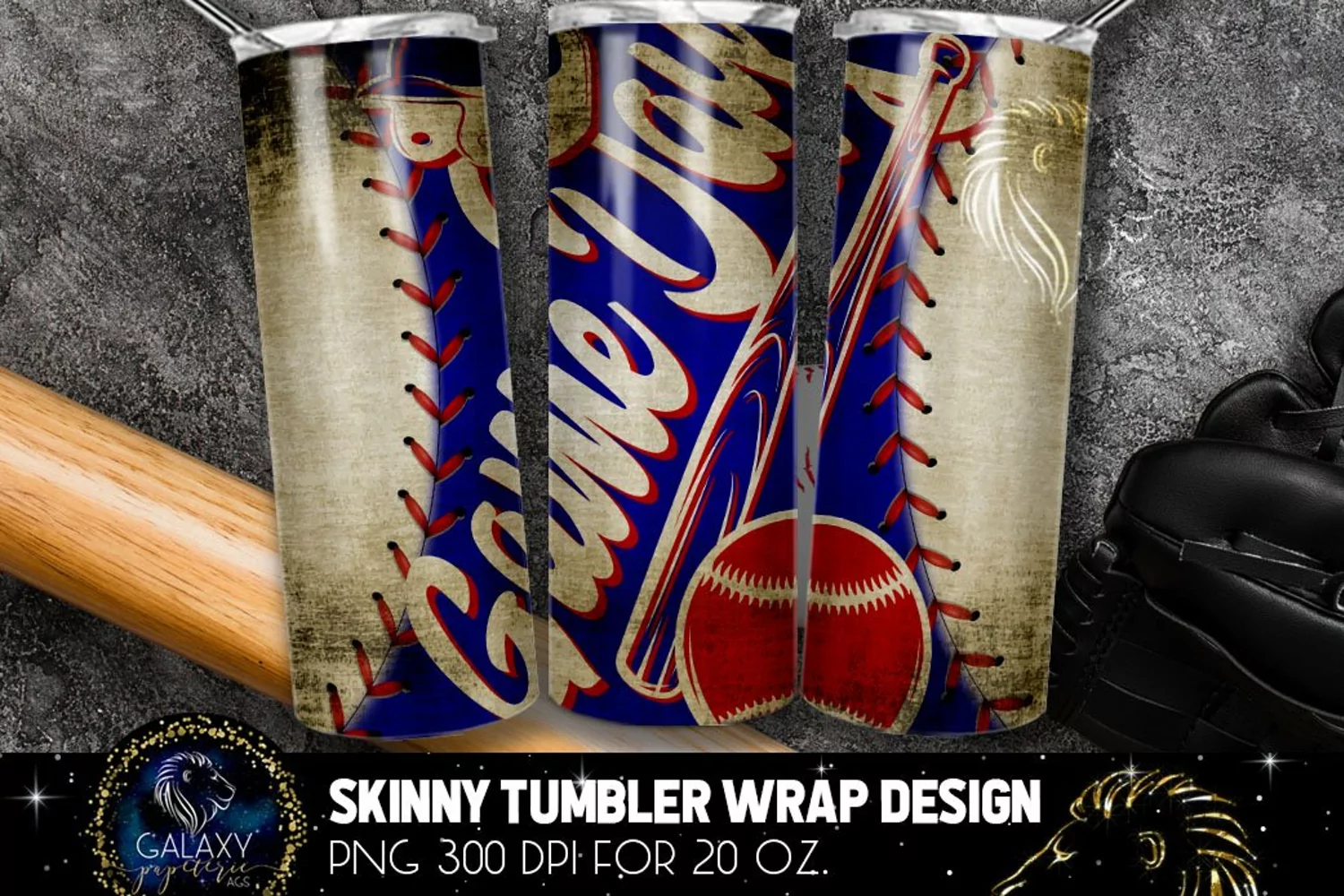 Blue Red Game Day Baseball Tumbler Sublimation, Vintage product image 1