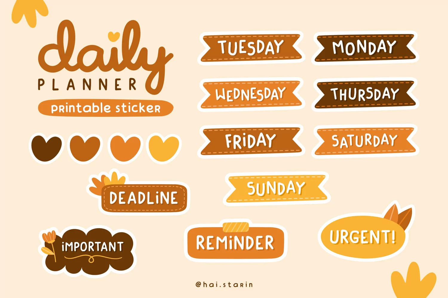 Daily Planner Printable Sticker Sheet product image 1