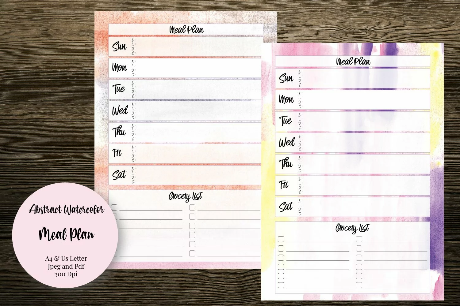 Abstract Watercolor Meal Plan Digital Planners product image 1