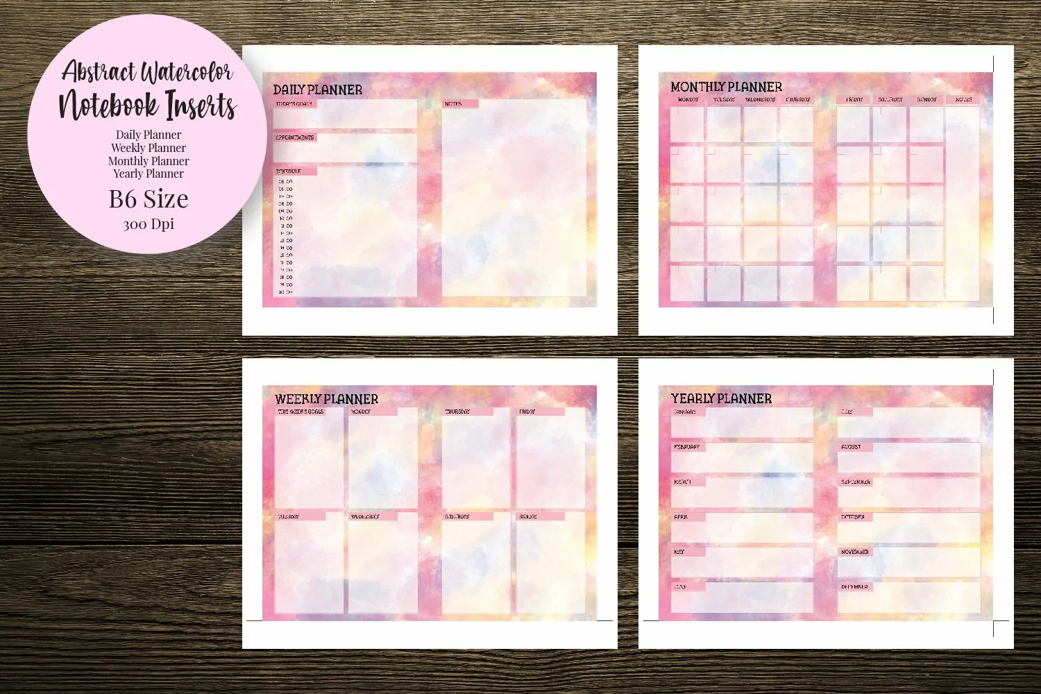 Abstract Watercolor B6 Size Notebook Inserts product image 1