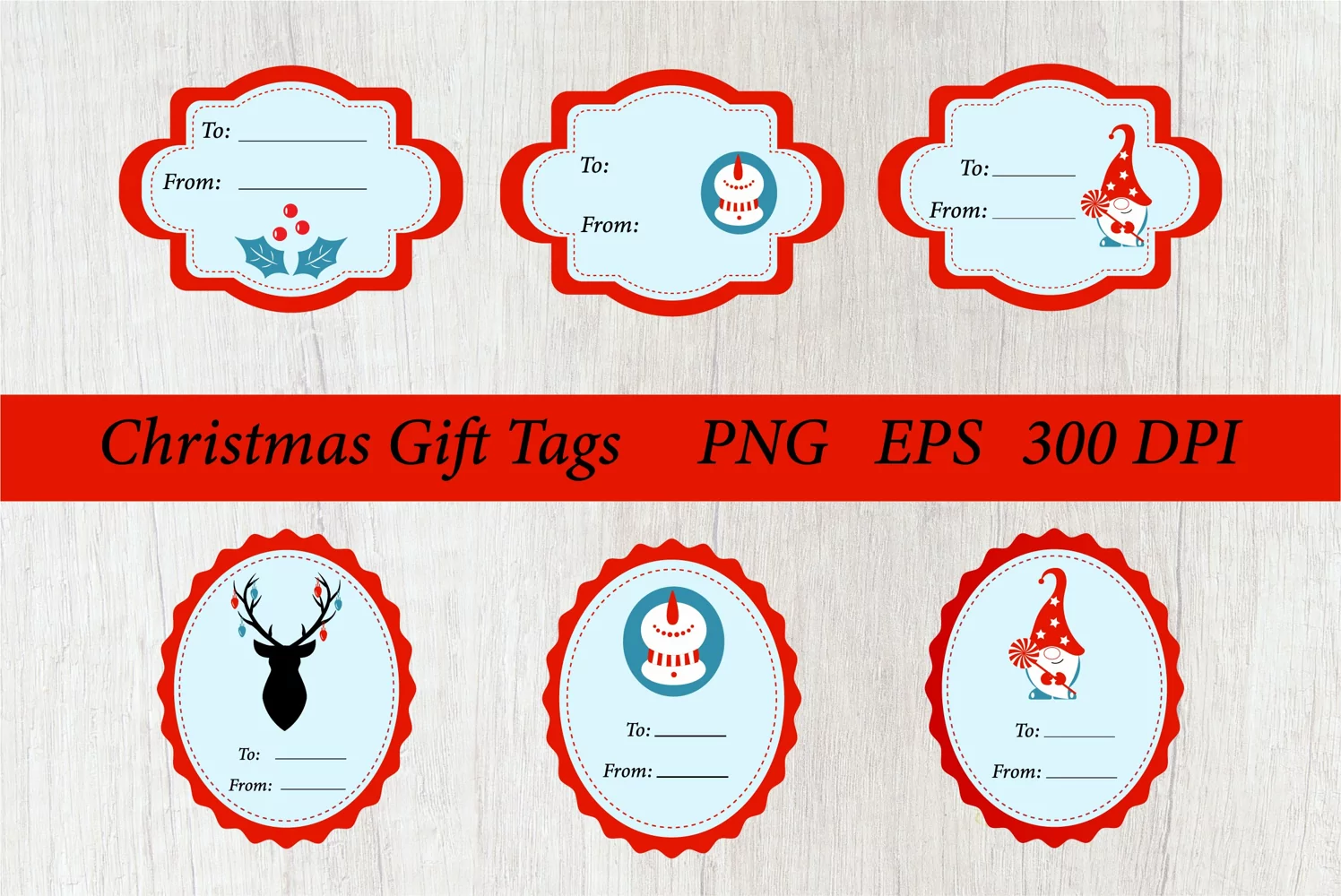 Christmas Gift Tags PNG. Sublimation Gift Tags PNG. Bag tag product image 1
