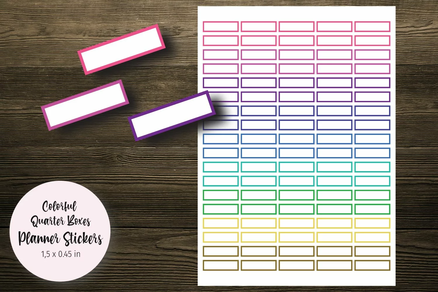 Colorful Quarter Boxes Planner Stickers product image 1