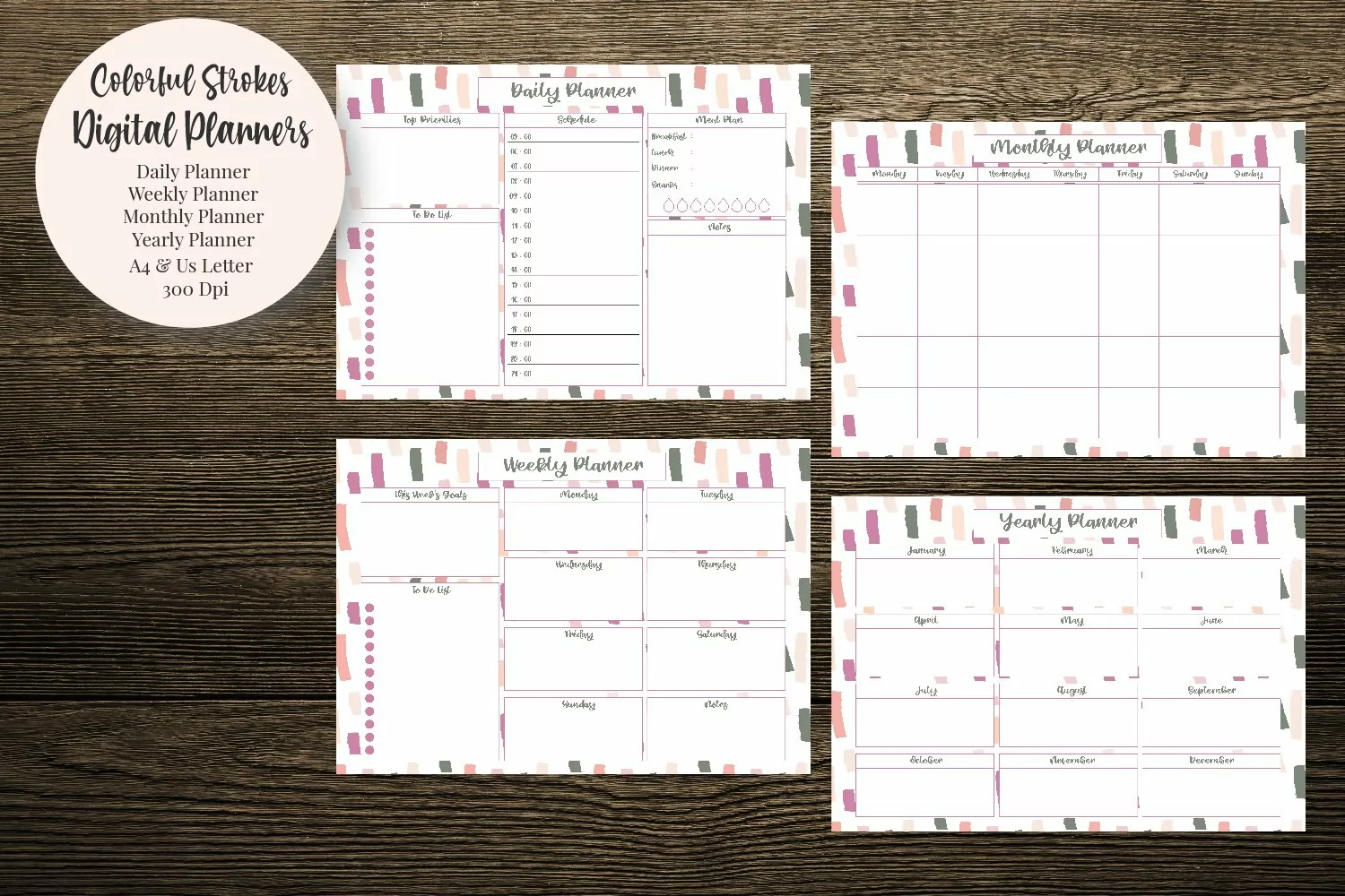 Colorful Strokes Digital Planners product image 1