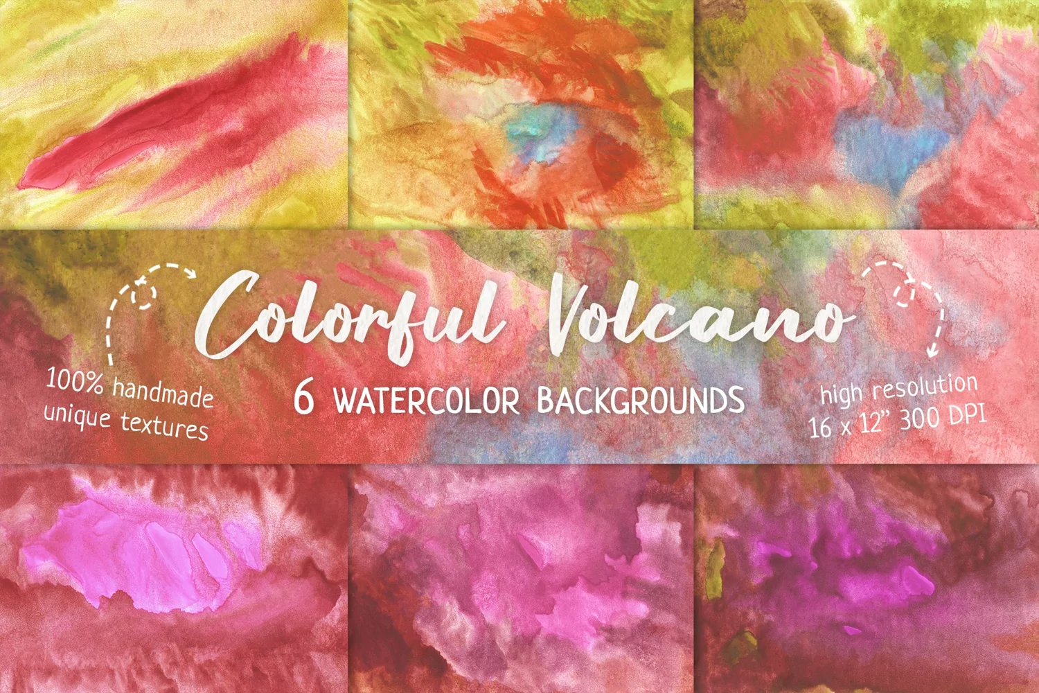Nice Watercolor Background for Sublimation: Colorful Volcano product image 1