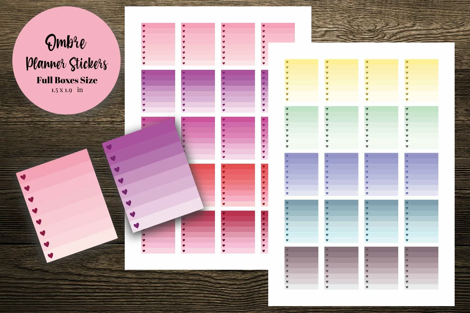 Ombre Full Boxes Planner Stickers product image 1
