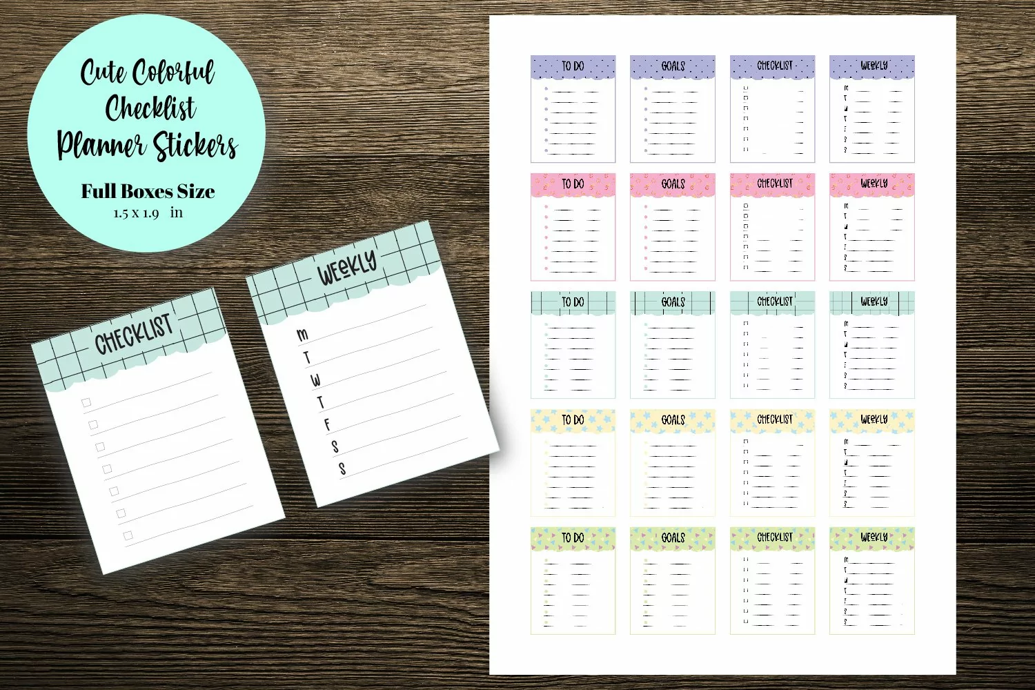 Cute Colorful Checklist Full Boxes Planner Stickers product image 1