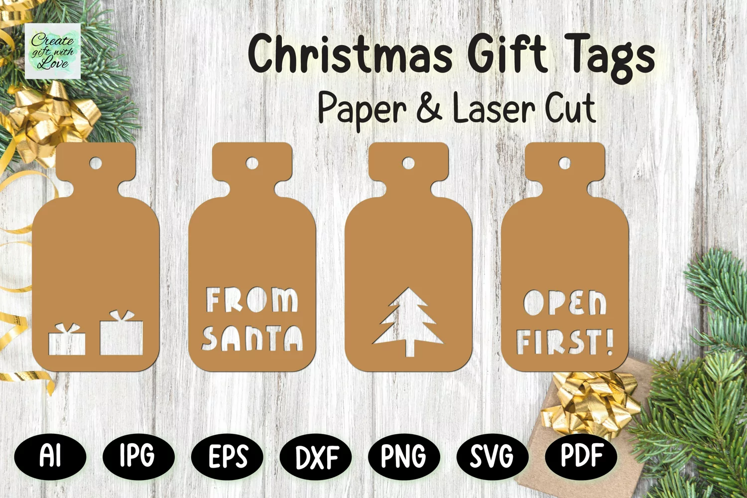 Christmas Gift Tags svg | Labels SVG | Paper Cut | Cricut product image 1