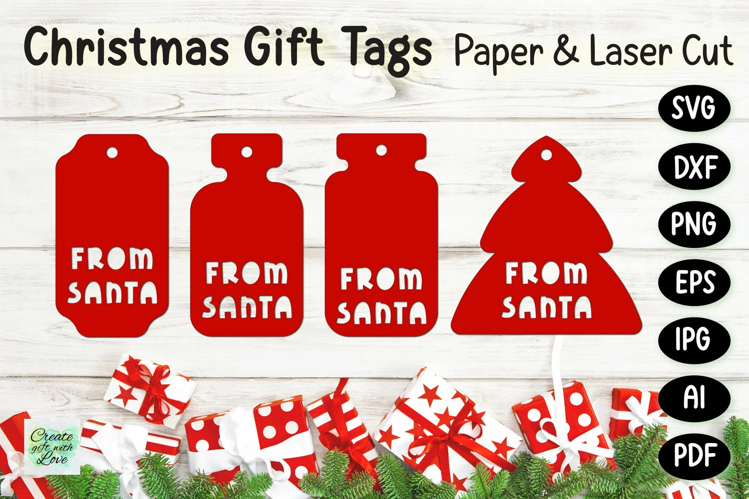 Christmas Gift Tags svg | Labels SVG | Paper Cut | Cricut product image 1