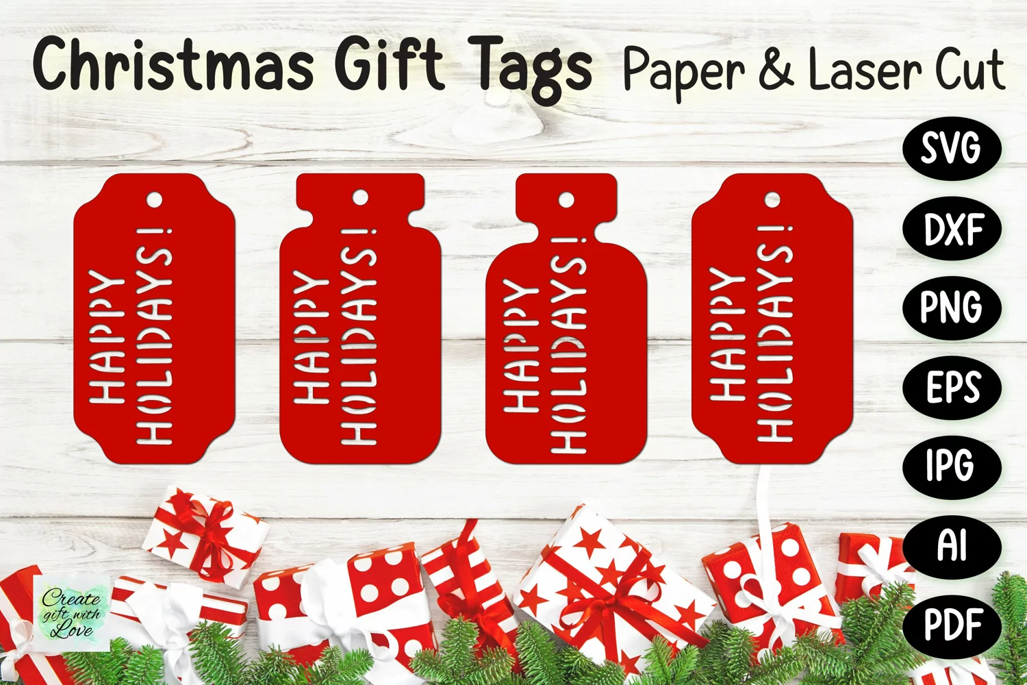 Christmas Gift Tags svg | Labels SVG | Paper Cut | Cricut product image 1