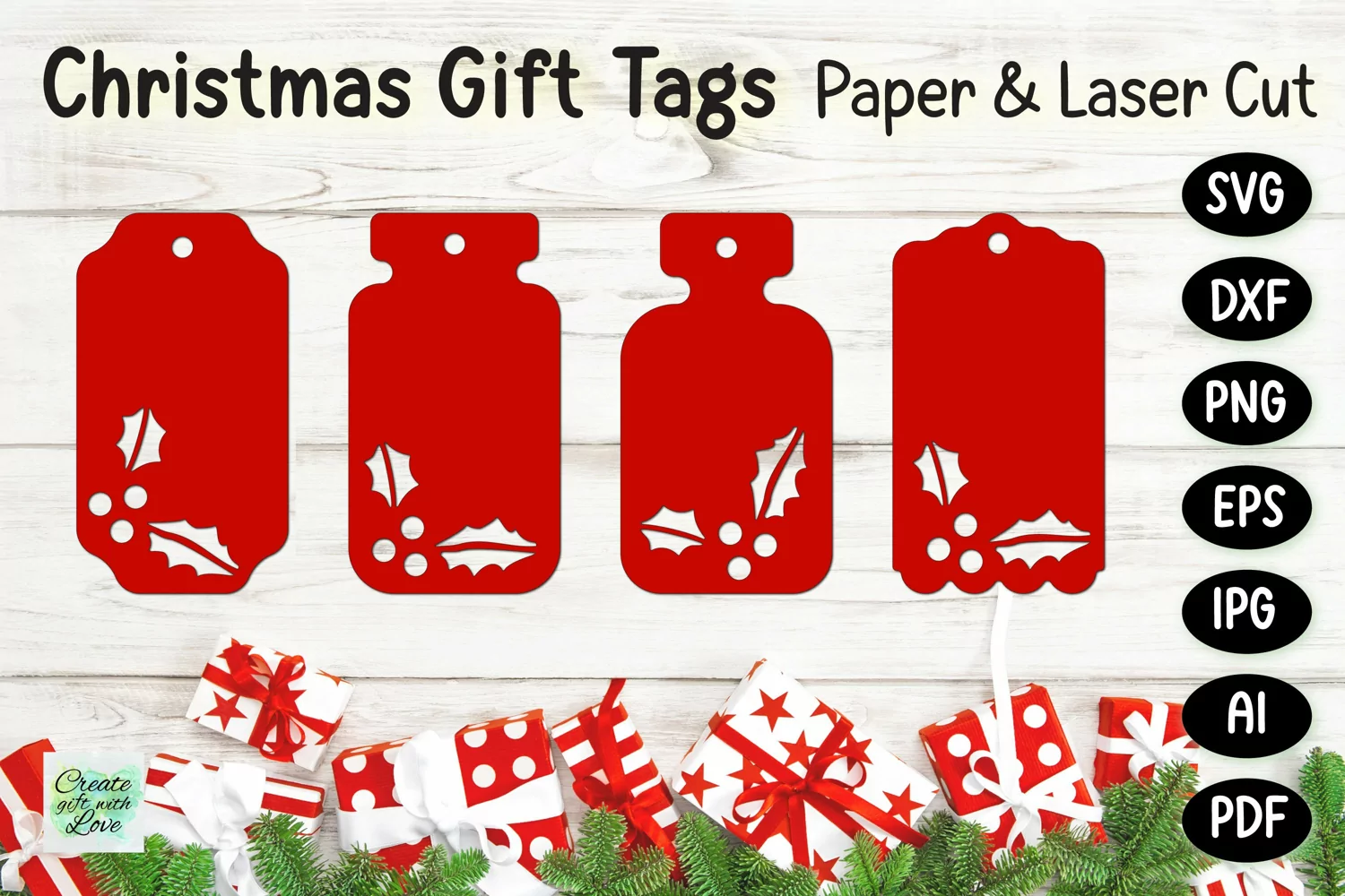 Christmas Gift Tags svg | Labels SVG | Paper Cut | Cricut product image 1