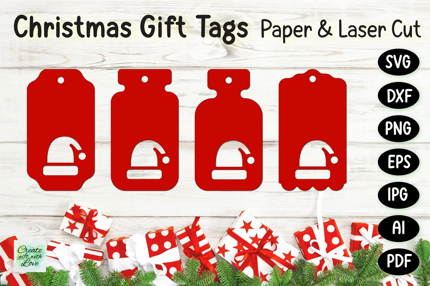 Christmas Gift Tags svg | Labels SVG | Paper Cut | Cricut product image 1