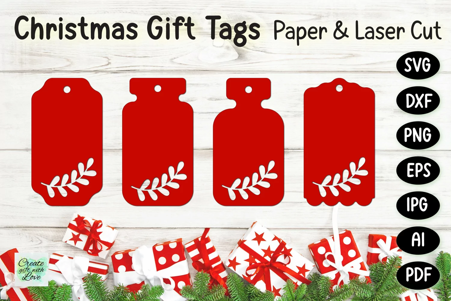 Christmas Gift Tags svg | Labels SVG | Paper Cut | Cricut product image 1