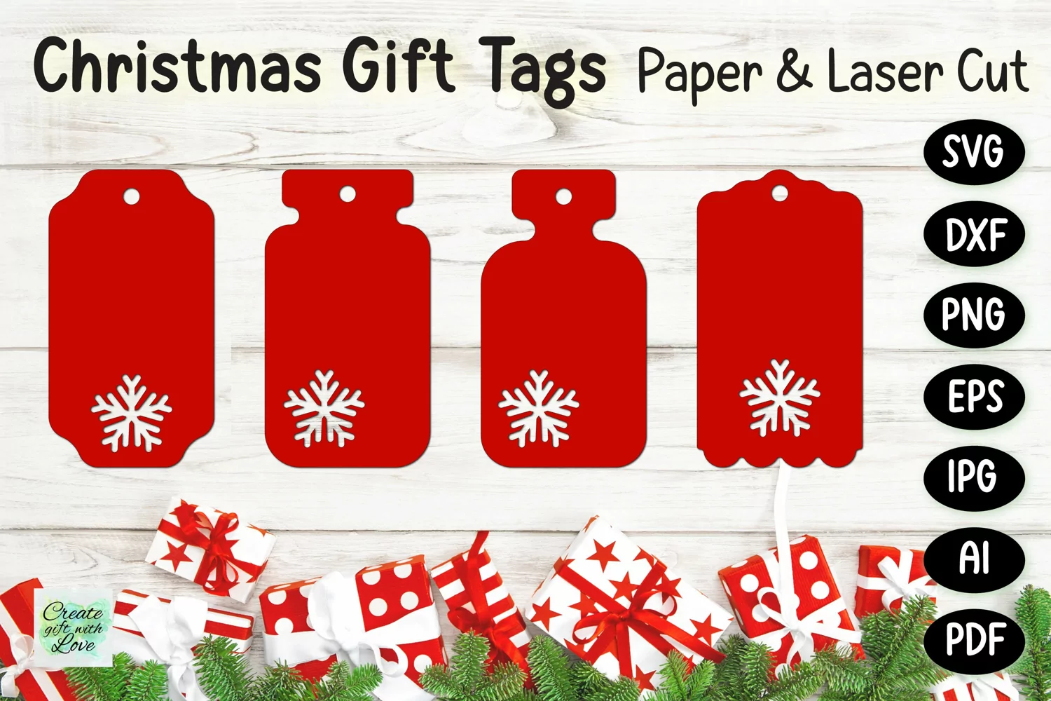 Christmas Gift Tags svg | Labels SVG | Paper Cut | Cricut product image 1