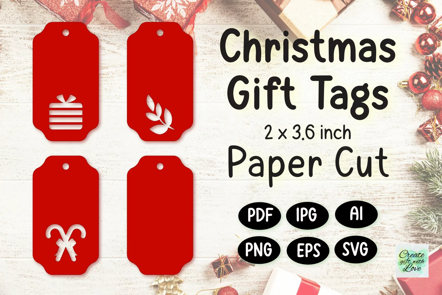 Christmas Gift Tags svg | Labels SVG | Paper Cut | Cricut product image 1