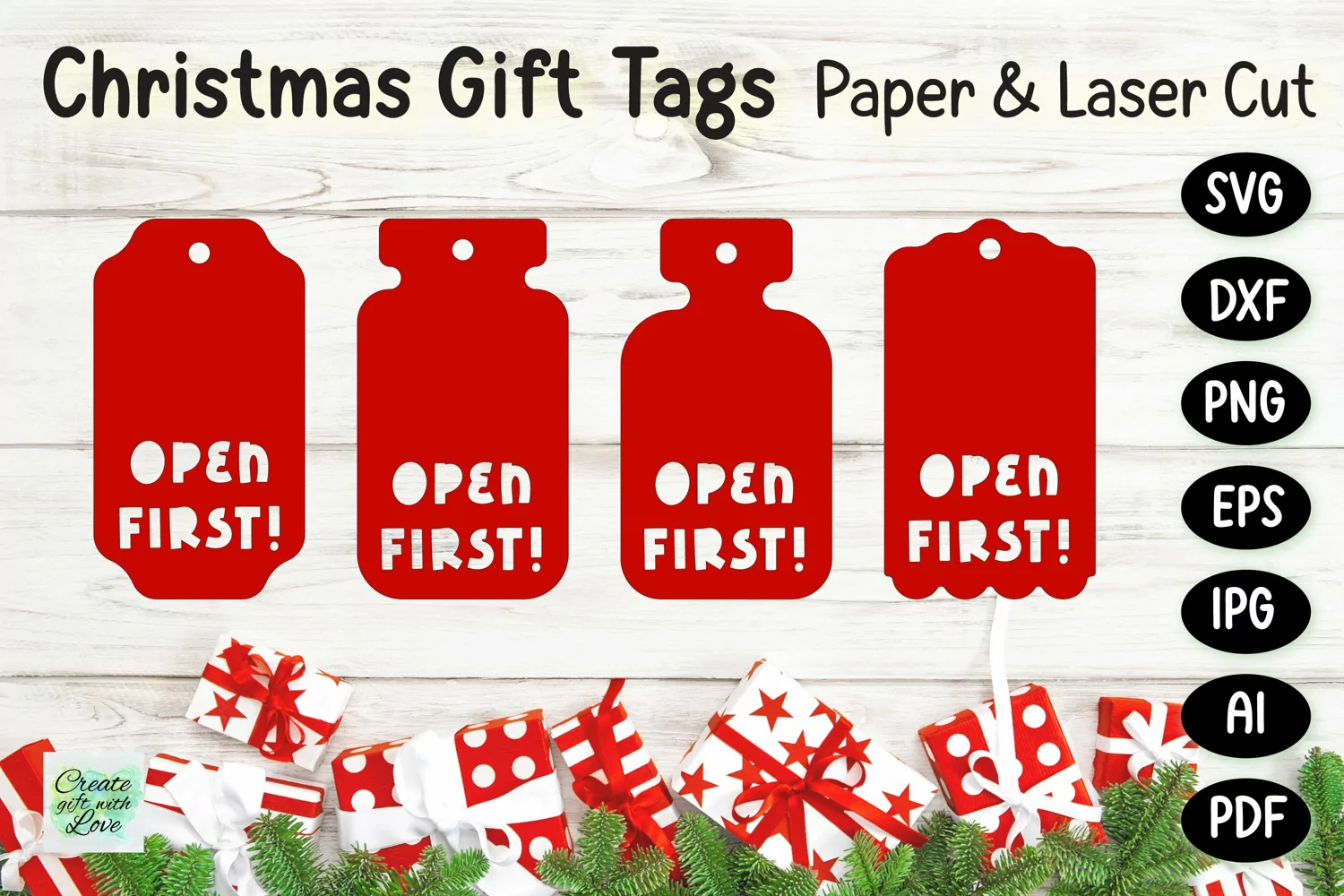 Christmas Gift Tags svg | Labels SVG | Paper Cut | Cricut product image 1