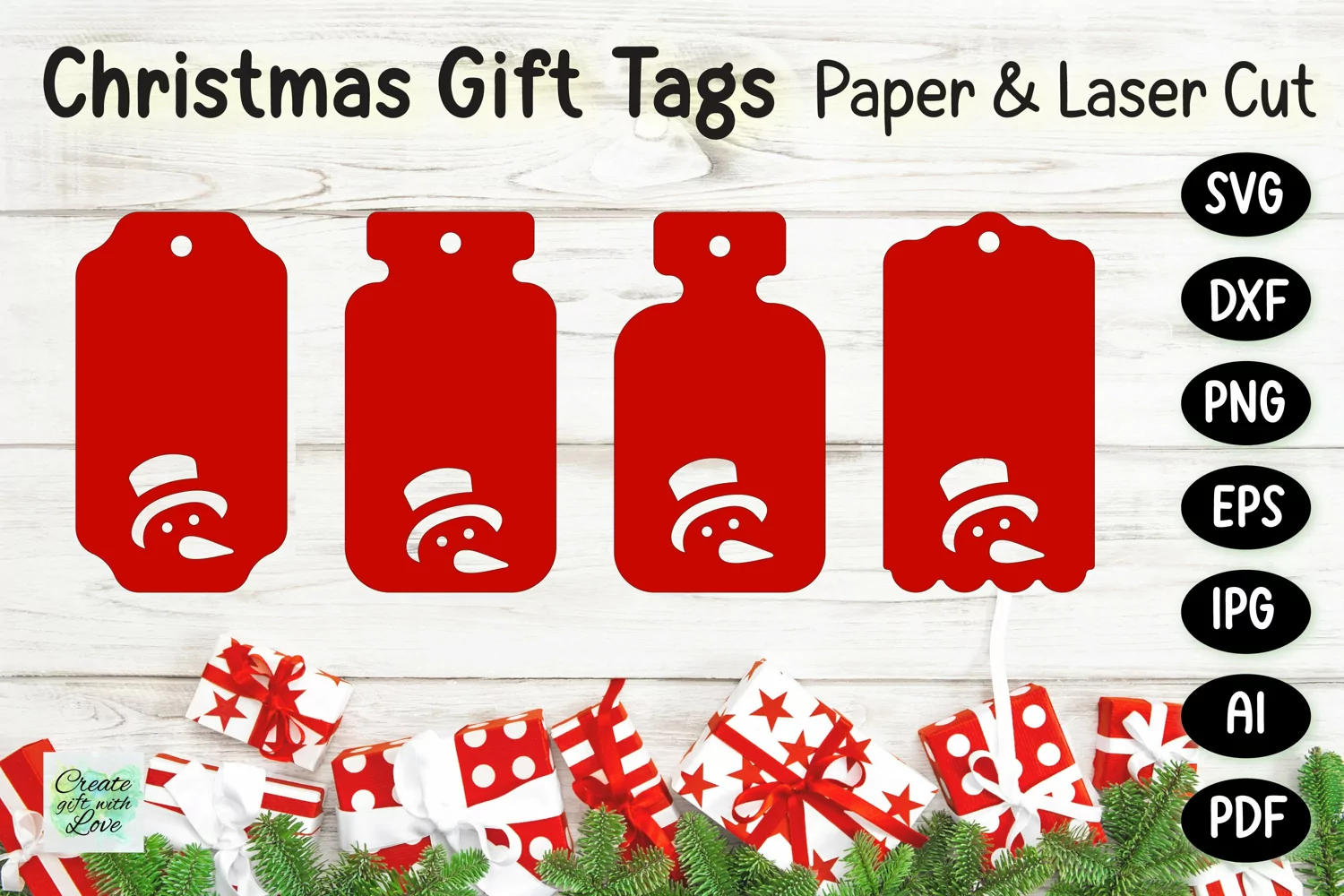 Christmas Gift Tags svg | Labels SVG | Paper Cut | Cricut product image 1