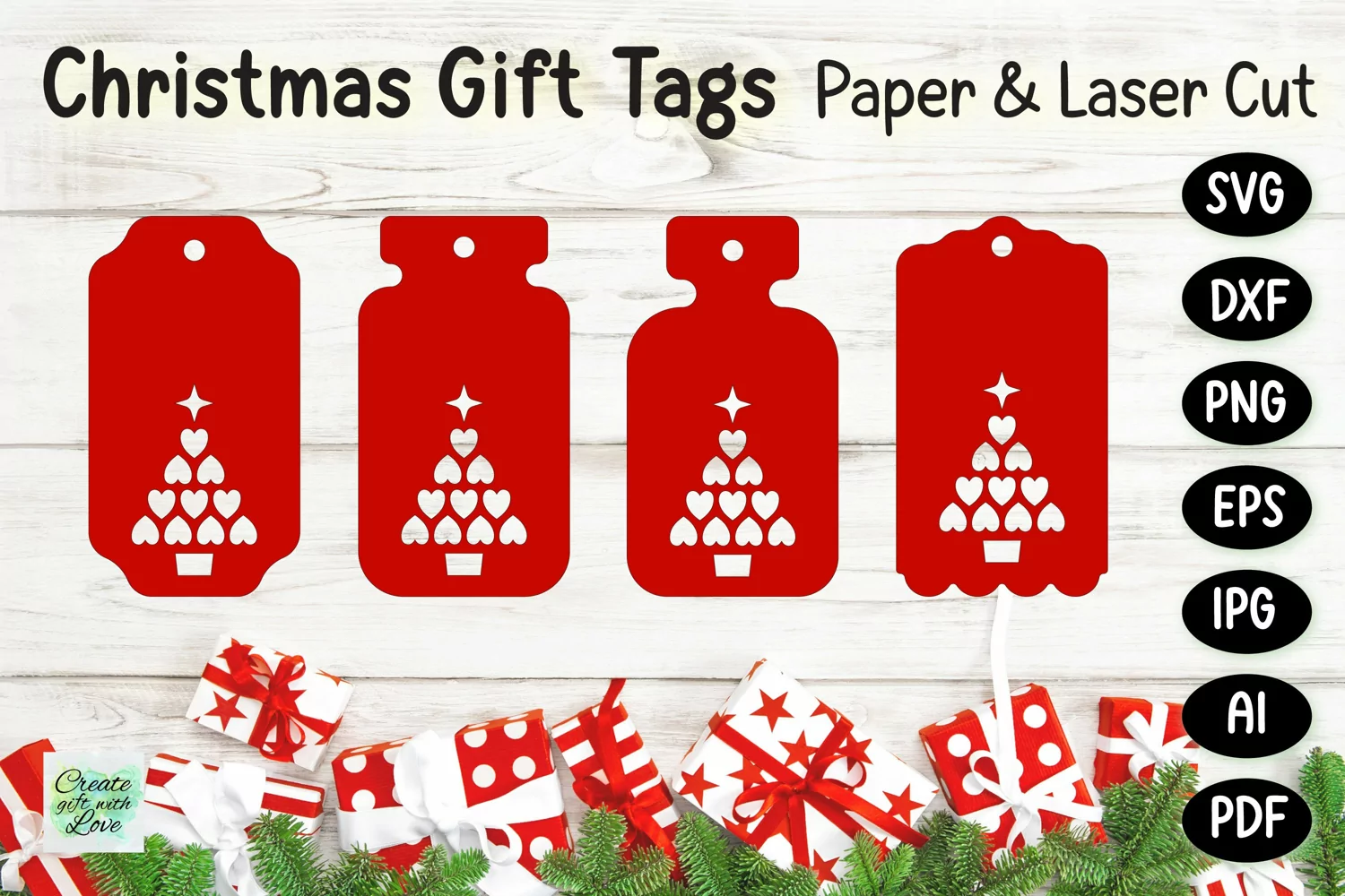 Christmas Gift Tags svg | Labels SVG | Paper Cut | Cricut product image 1