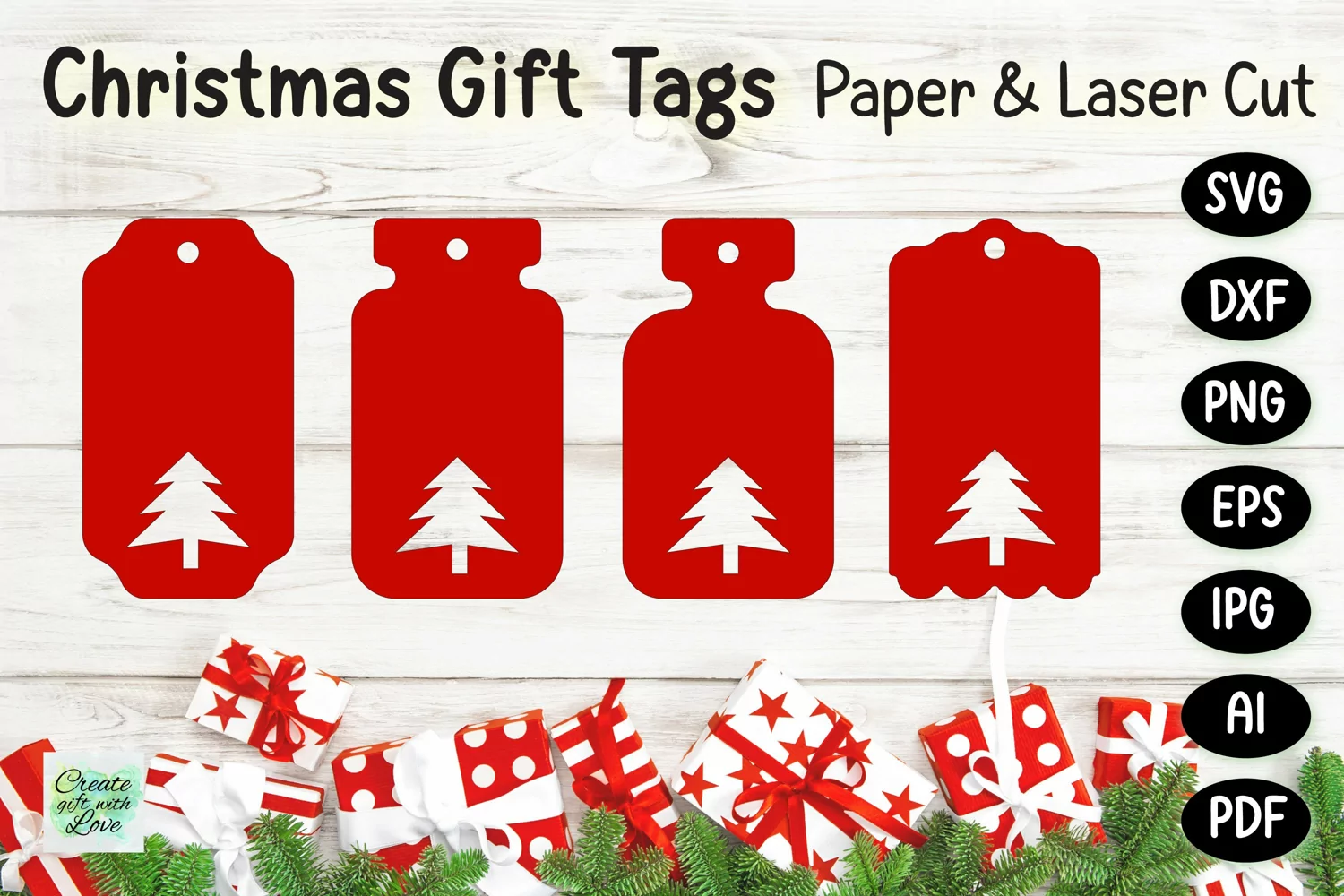 Christmas Gift Tags svg | Labels SVG | Paper Cut | Cricut product image 1